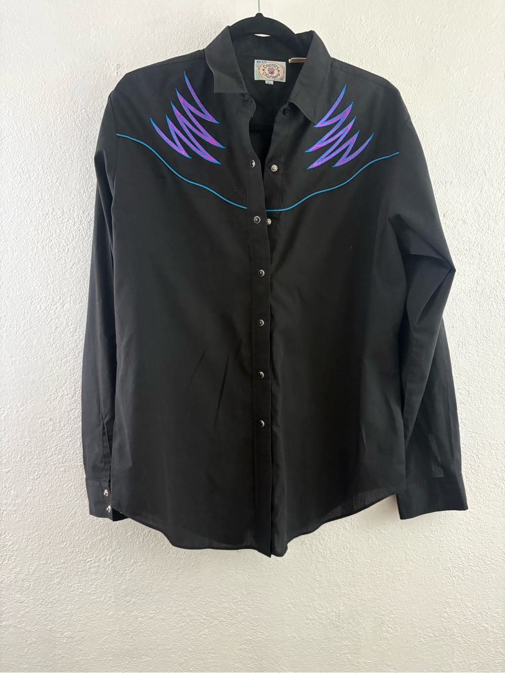 Ely Country Charmers black western long-sleeve pearl snap shirt